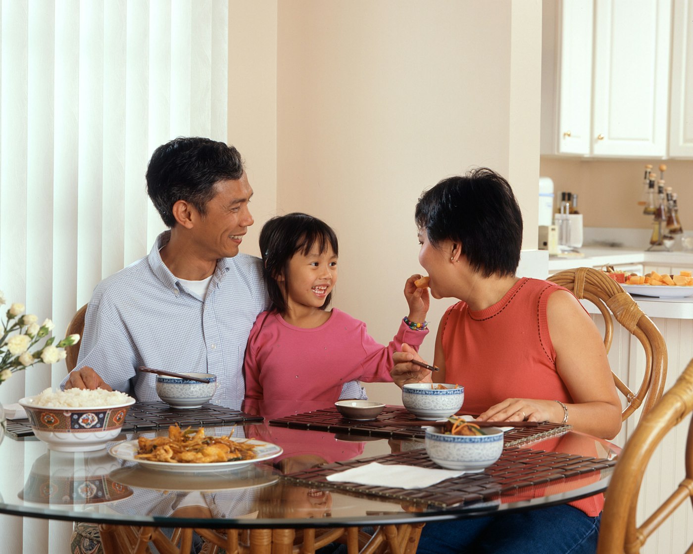 Family enjoying chaat together at home