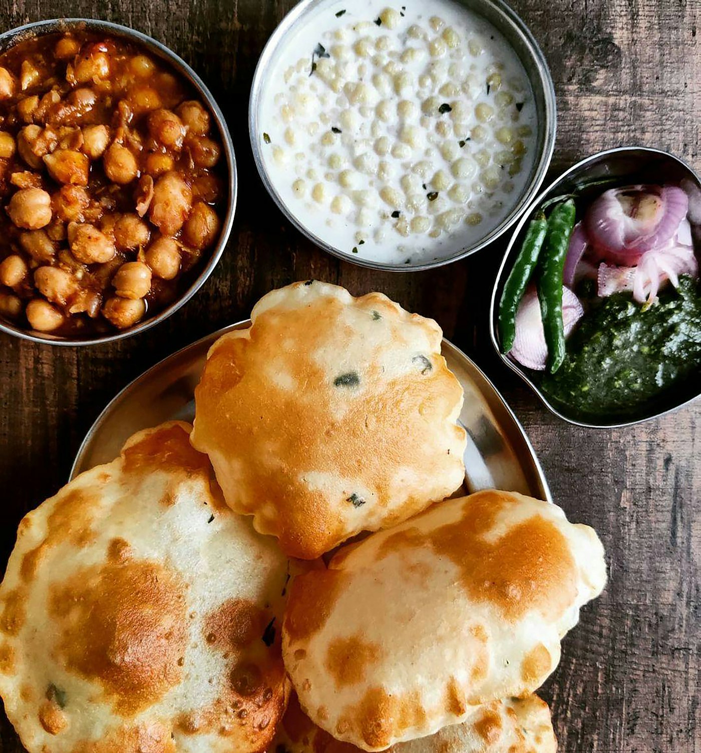 Spread of fresh chaat dishes ready to share